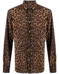 braunes Langarmhemd mit Leopardenmuster von Tom Ford
