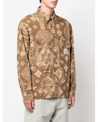 braunes Langarmhemd mit Paisley-Muster von Carhartt WIP