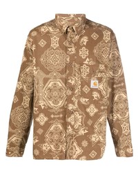 braunes Langarmhemd mit Paisley-Muster von Carhartt WIP