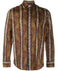 braunes Langarmhemd mit Paisley-Muster von Etro