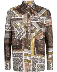 braunes Langarmhemd mit Paisley-Muster von Gabriele Pasini