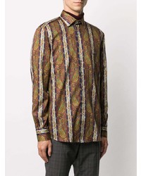 braunes Langarmhemd mit Paisley-Muster von Etro