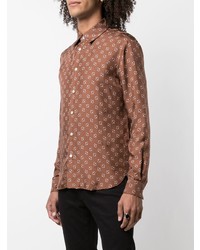 braunes Langarmhemd mit Paisley-Muster von Amiri