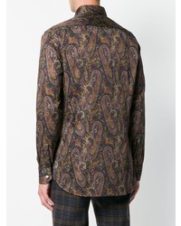 braunes Langarmhemd mit Paisley-Muster von Etro