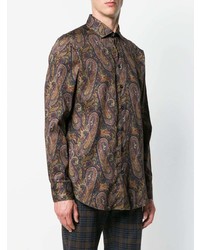 braunes Langarmhemd mit Paisley-Muster von Etro