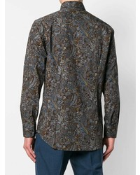 braunes Langarmhemd mit Paisley-Muster von Etro