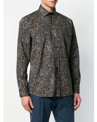 braunes Langarmhemd mit Paisley-Muster von Etro