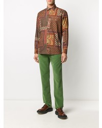 braunes Langarmhemd mit Paisley-Muster von Etro