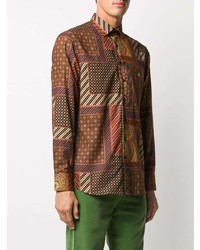 braunes Langarmhemd mit Paisley-Muster von Etro