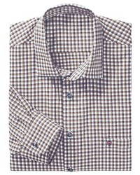 braunes Langarmhemd mit Vichy-Muster von Classic
