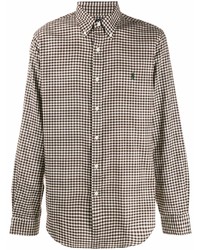 braunes Langarmhemd mit Vichy-Muster von Polo Ralph Lauren