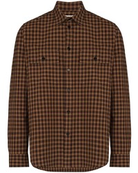 braunes Langarmhemd mit Vichy-Muster von Wood Wood