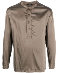braunes Langarmshirt mit einer Knopfleiste von Tom Ford