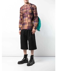 braunes Langarmshirt mit geometrischem Muster von Sacai