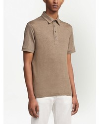 braunes Leinen Polohemd von Zegna