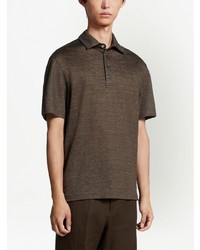 braunes Leinen Polohemd von Zegna