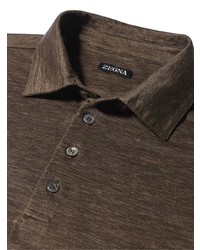 braunes Leinen Polohemd von Zegna