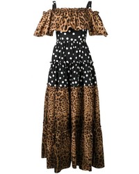 braunes Maxikleid mit Leopardenmuster von Dolce & Gabbana