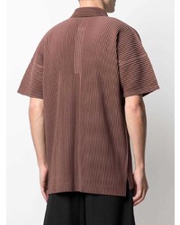 braunes Polohemd von Homme Plissé Issey Miyake