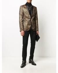 braunes Sakko mit Leopardenmuster von DSQUARED2