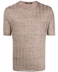 braunes Strick T-Shirt mit einem Rundhalsausschnitt