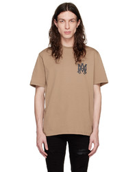braunes Strick T-Shirt mit einem Rundhalsausschnitt von Amiri