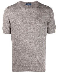braunes Strick T-Shirt mit einem Rundhalsausschnitt von Barba
