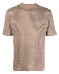 braunes Strick T-Shirt mit einem Rundhalsausschnitt von Barena