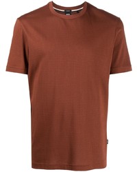 braunes Strick T-Shirt mit einem Rundhalsausschnitt von BOSS