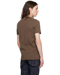 braunes Strick T-Shirt mit einem Rundhalsausschnitt von Tom Ford