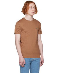 braunes Strick T-Shirt mit einem Rundhalsausschnitt von Lacoste