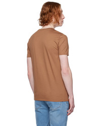 braunes Strick T-Shirt mit einem Rundhalsausschnitt von Lacoste