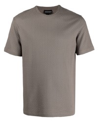 braunes Strick T-Shirt mit einem Rundhalsausschnitt von Emporio Armani