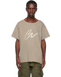 braunes Strick T-Shirt mit einem Rundhalsausschnitt von Greg Lauren