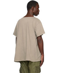 braunes Strick T-Shirt mit einem Rundhalsausschnitt von Greg Lauren