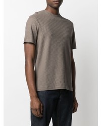 braunes Strick T-Shirt mit einem Rundhalsausschnitt von Emporio Armani