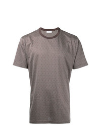 braunes T-Shirt mit einem Rundhalsausschnitt mit Argyle-Muster von Cerruti 1881