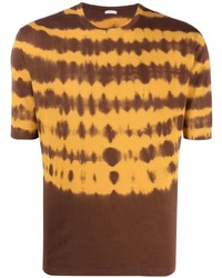 braunes Mit Batikmuster T-Shirt mit einem Rundhalsausschnitt von Malo