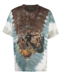 braunes Mit Batikmuster T-Shirt mit einem Rundhalsausschnitt von Siberia Hills