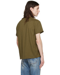 braunes T-Shirt mit einem Rundhalsausschnitt mit Destroyed-Effekten von R13