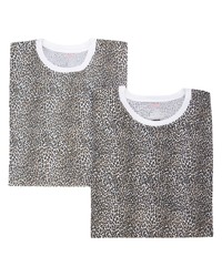 braunes T-Shirt mit einem Rundhalsausschnitt mit Leopardenmuster von Supreme