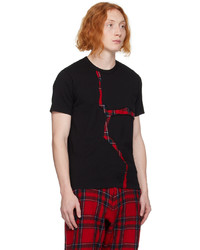 braunes T-Shirt mit einem Rundhalsausschnitt mit Schottenmuster von Comme Des Garcons SHIRT