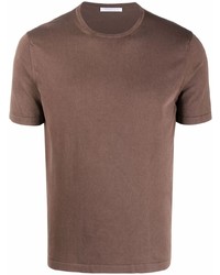 braunes T-Shirt mit einem Rundhalsausschnitt von Cenere Gb