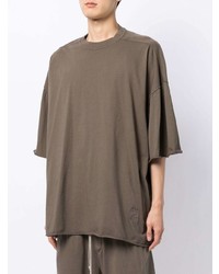 braunes T-Shirt mit einem Rundhalsausschnitt von Rick Owens DRKSHDW