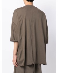 braunes T-Shirt mit einem Rundhalsausschnitt von Rick Owens DRKSHDW