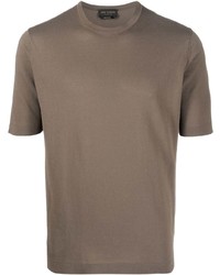 braunes T-Shirt mit einem Rundhalsausschnitt von Dell'oglio