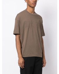 braunes T-Shirt mit einem Rundhalsausschnitt von Emporio Armani