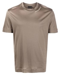 braunes T-Shirt mit einem Rundhalsausschnitt von Emporio Armani