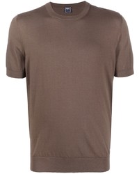 braunes T-Shirt mit einem Rundhalsausschnitt von Fedeli