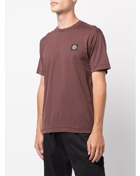 braunes T-Shirt mit einem Rundhalsausschnitt von Stone Island